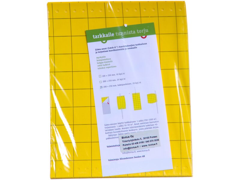 Kollane 2-poolne liimpüünis 20x25 cm 20 tk